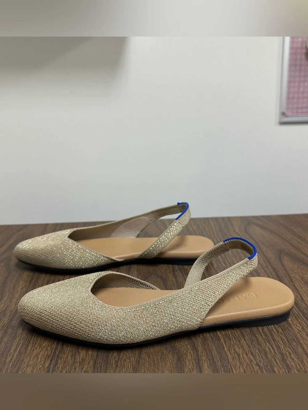 ROTHY'S The Almond Slingback Metallic Prosecco Beige Flats Women's Size 6.5 - Picture 8 of 15